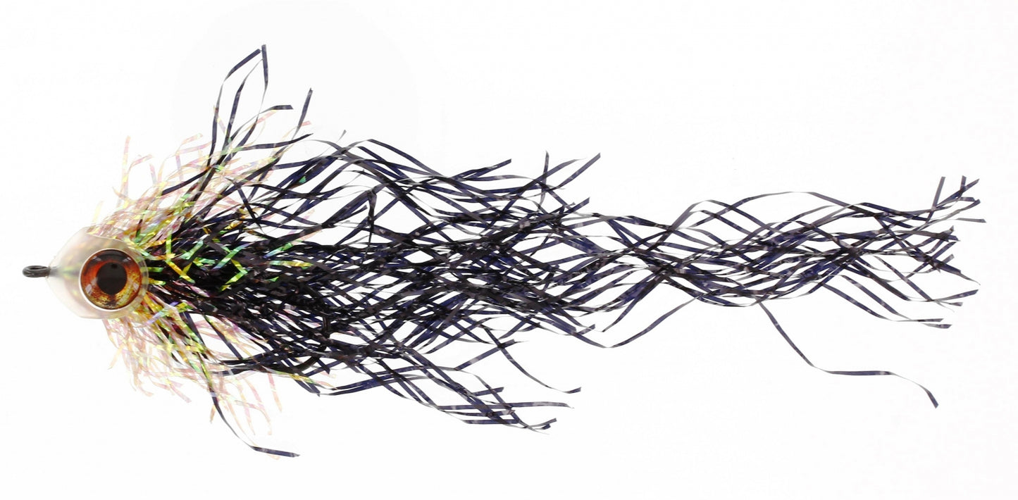 Unique Flies Mylar Pike Black/Root Beer Pike fly