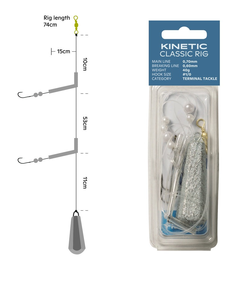 Kinetic Classic Rig #1/0 - 0.70mm Flatfishing Rig.