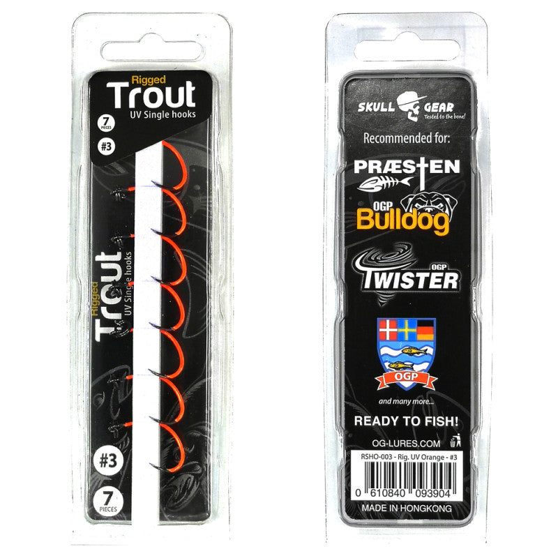Skull Gear 7 pcs Single hooks UV ORANGE.
