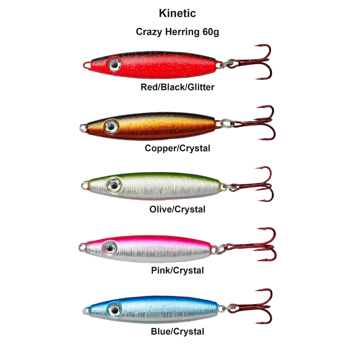 Farveoversigt – Kinetic Crazy Herring 60g