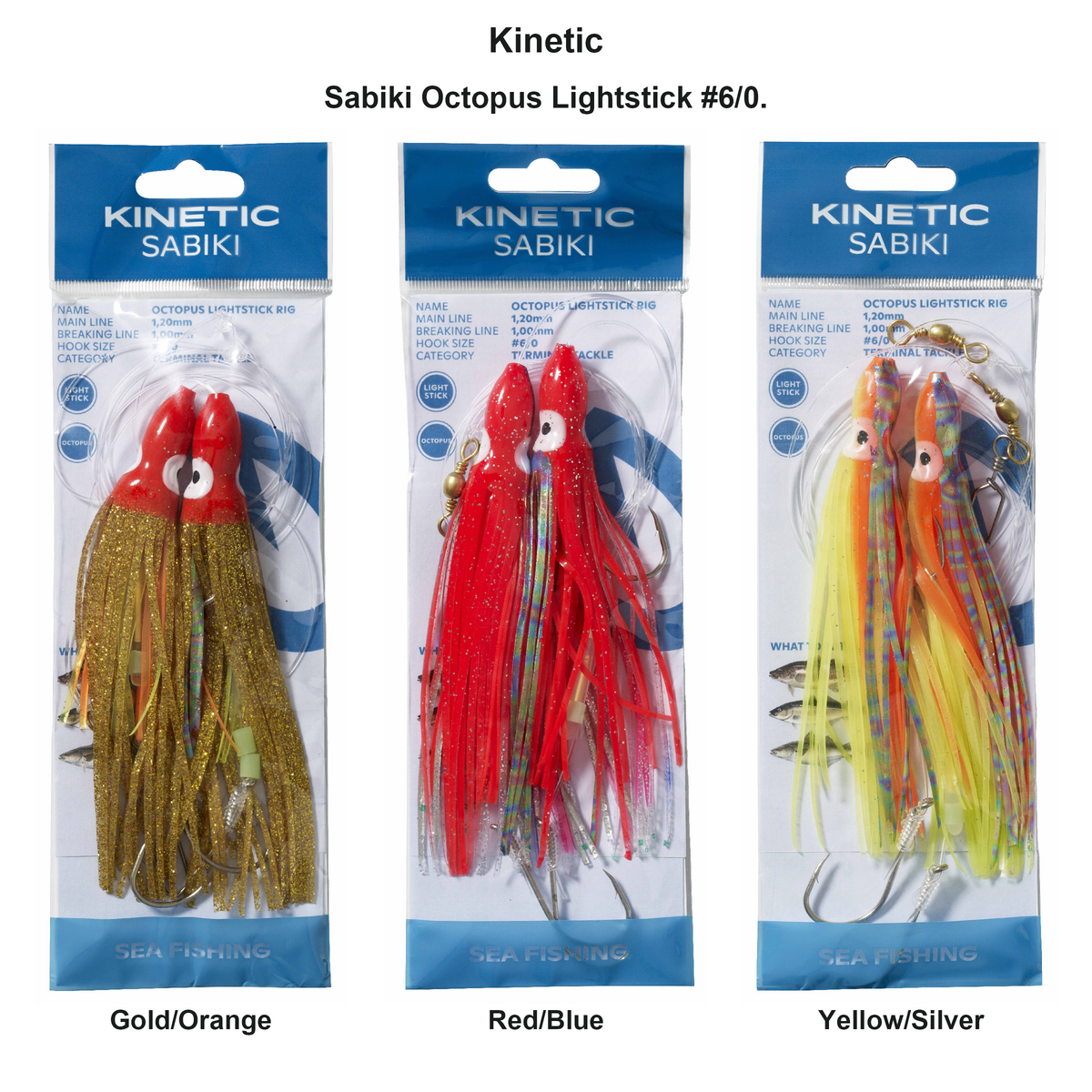 Farveoversigt – Kinetic Sabiki Octopus Lightstick #6/0.