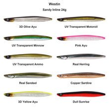 Farveoversigt – Westin Sandy Inline 24g