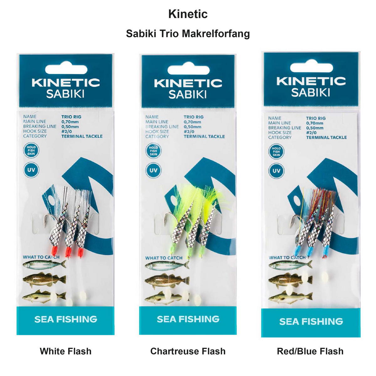 Farveoversigt – Kinetic Sabiki Trio Makrelforfang