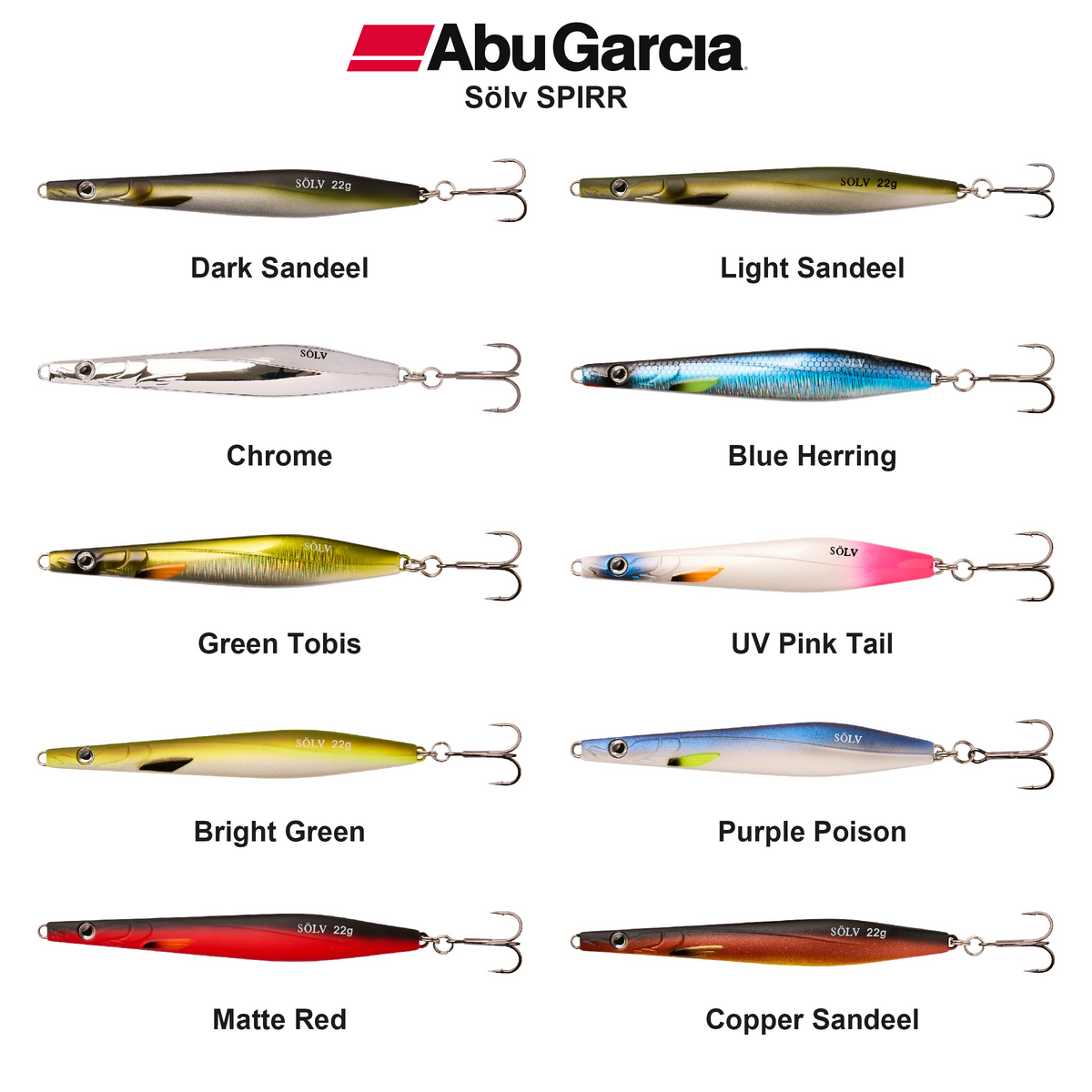 Farveoversigt – Abu Garcia Sölv SPIRR