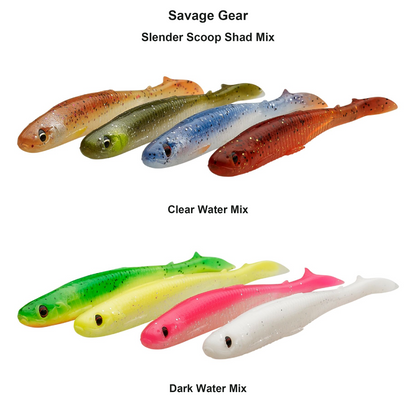 Farveoversigt – Savage Gear Slender Scoop Shad Mix