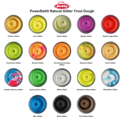 Farveoversigt – Berkley PowerBait® Natural Glitter Trout Dough